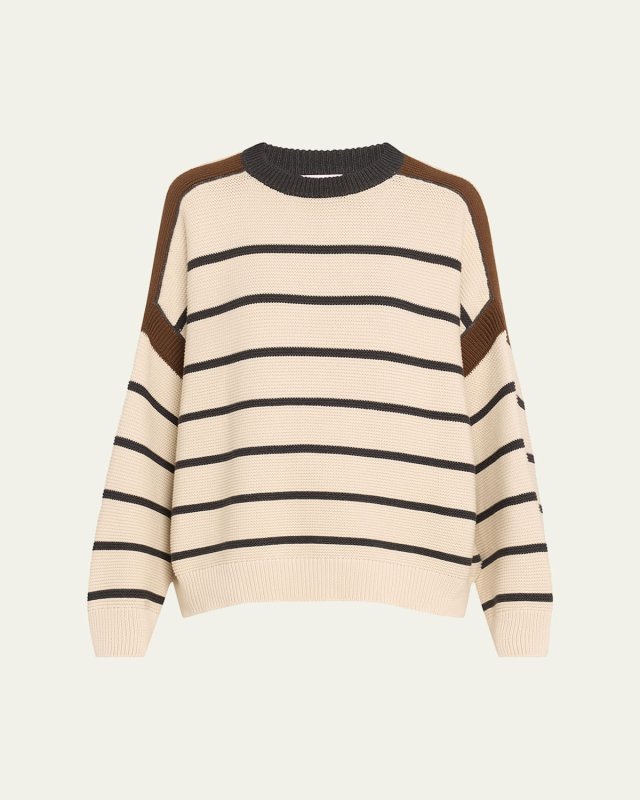 Striped Cotton Knit Oversized Sweater